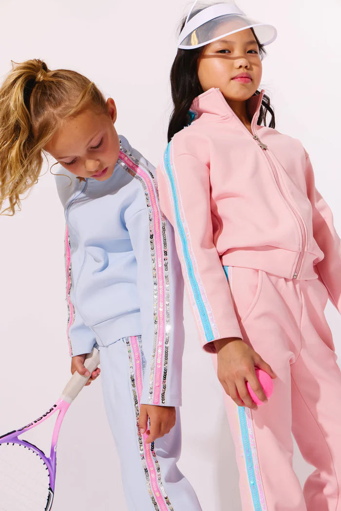 Lola + The Boys Pink Rainbow | Stripe Soft Scuba Tracksuit