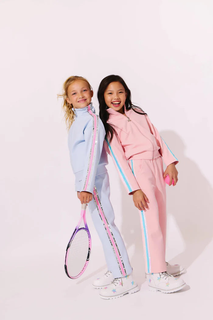 Lola + The Boys Pink Rainbow | Stripe Soft Scuba Tracksuit