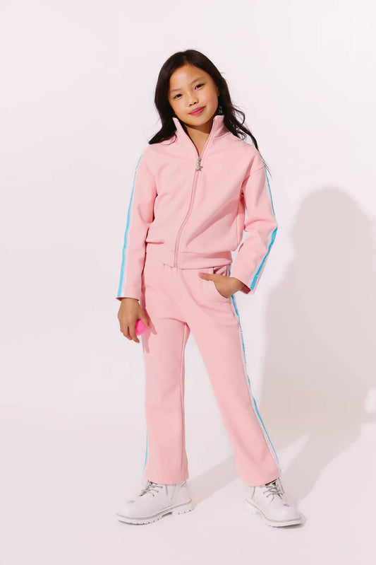 Lola + The Boys Pink Rainbow | Stripe Soft Scuba Tracksuit