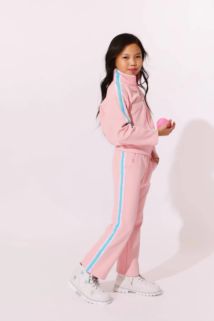 Lola + The Boys Pink Rainbow | Stripe Soft Scuba Tracksuit