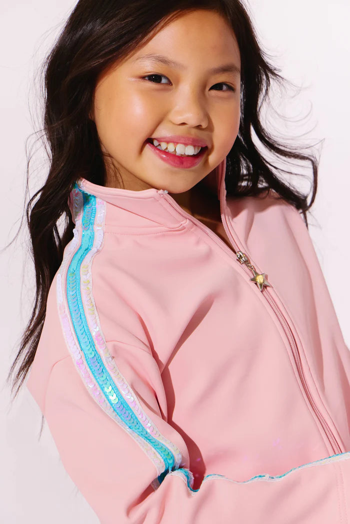 Lola + The Boys Pink Rainbow | Stripe Soft Scuba Tracksuit