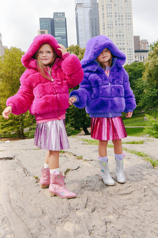 Lola + The Boys Raspberry Sorbet | Faux Coat