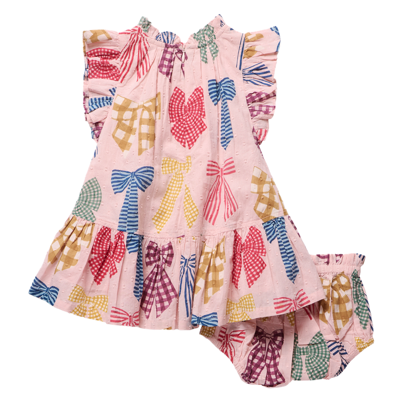 Pink Chicken Patterned Bows | Harper Dress Set