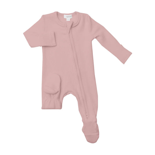 Angel Dear Silver Pink | Ribbed 2 Way Zipper Footie