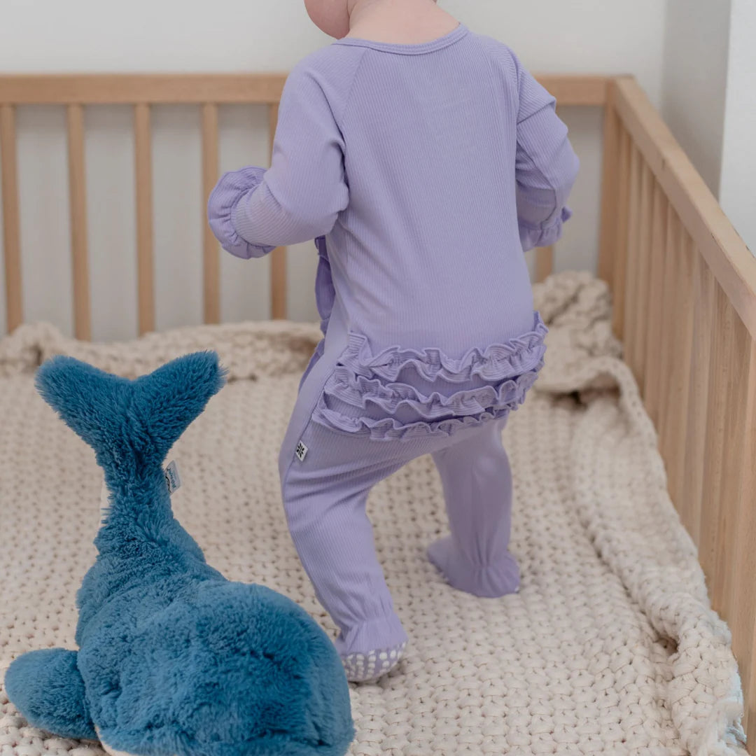 Sweet Bamboo Orchid Petal | Ribbed Ruffle Footie