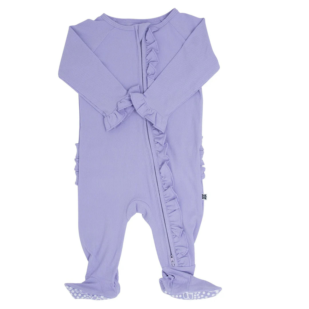 Sweet Bamboo Orchid Petal | Ribbed Ruffle Footie