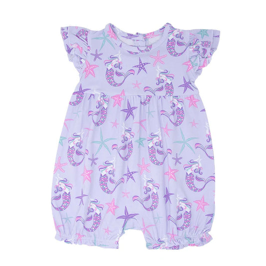 Sweet Bamboo Mermaid Purple | Ruffle Romper