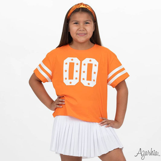 Azarhia Orange | Glitter Double 00 Stars Boxy T-Shirt