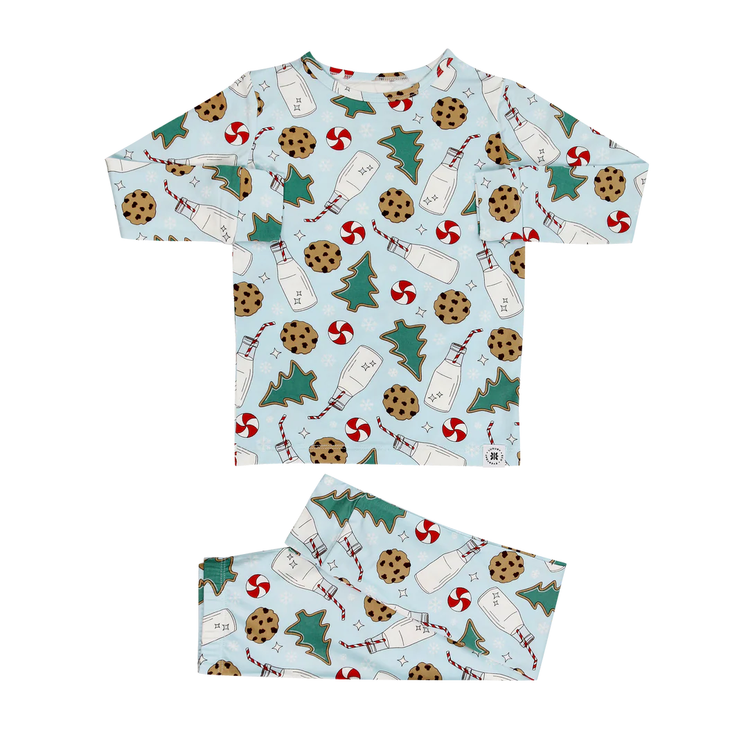 Sweet Bamboo Blue | Santa's Cookie Big Kid PJ Set