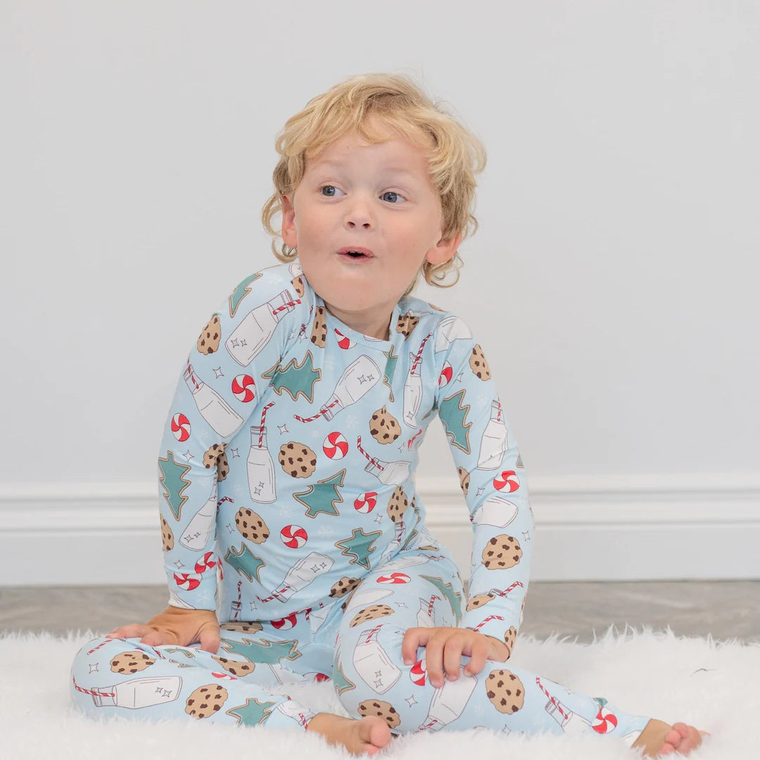 Sweet Bamboo Blue | Santa's Cookie Big Kid PJ Set