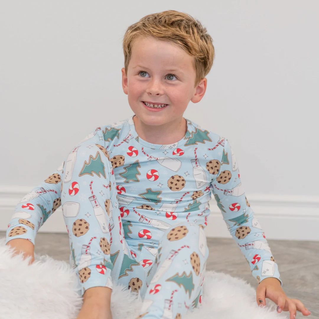 Sweet Bamboo Blue | Santa's Cookie Big Kid PJ Set