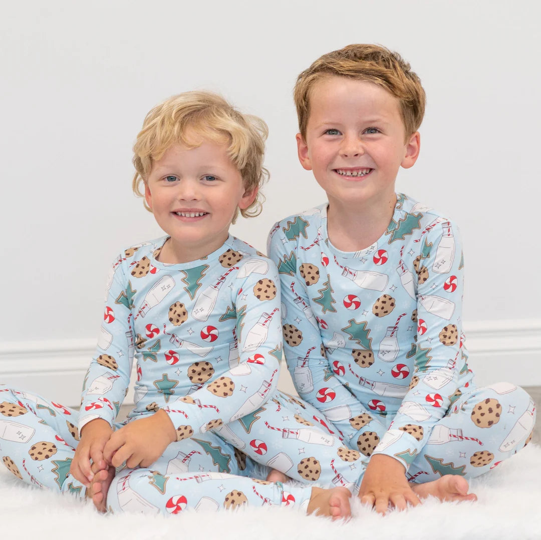 Sweet Bamboo Blue | Santa's Cookie Big Kid PJ Set