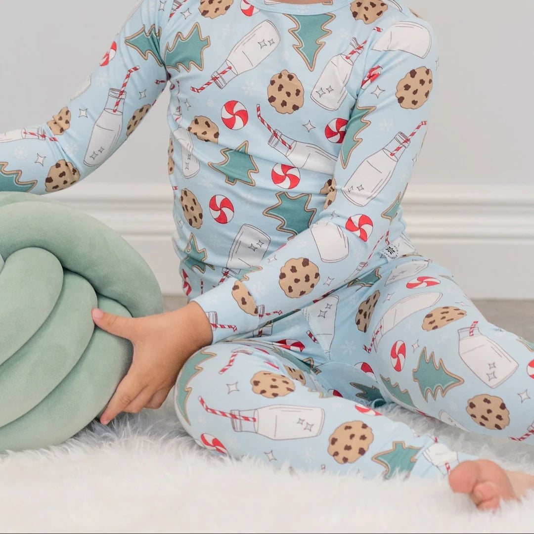Sweet Bamboo Blue | Santa's Cookie Big Kid PJ Set