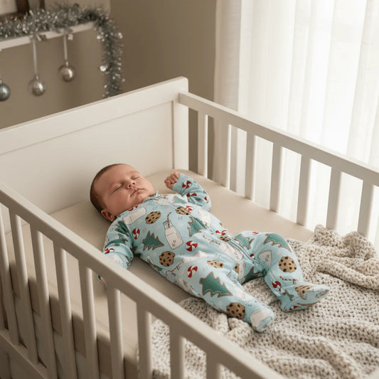 Sweet Bamboo Blue | Santa's Cookie Zipper Footie