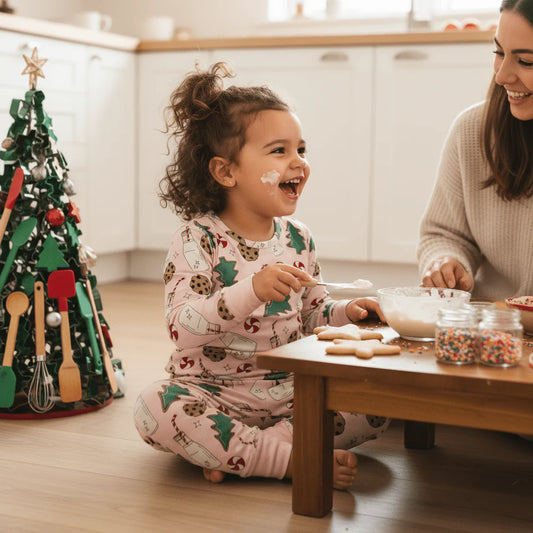 Sweet Bamboo Pink | Santa's Cookie Big Kid PJ Set