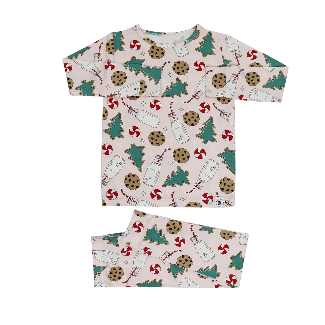 Sweet Bamboo Pink | Santa's Cookie Big Kid PJ Set