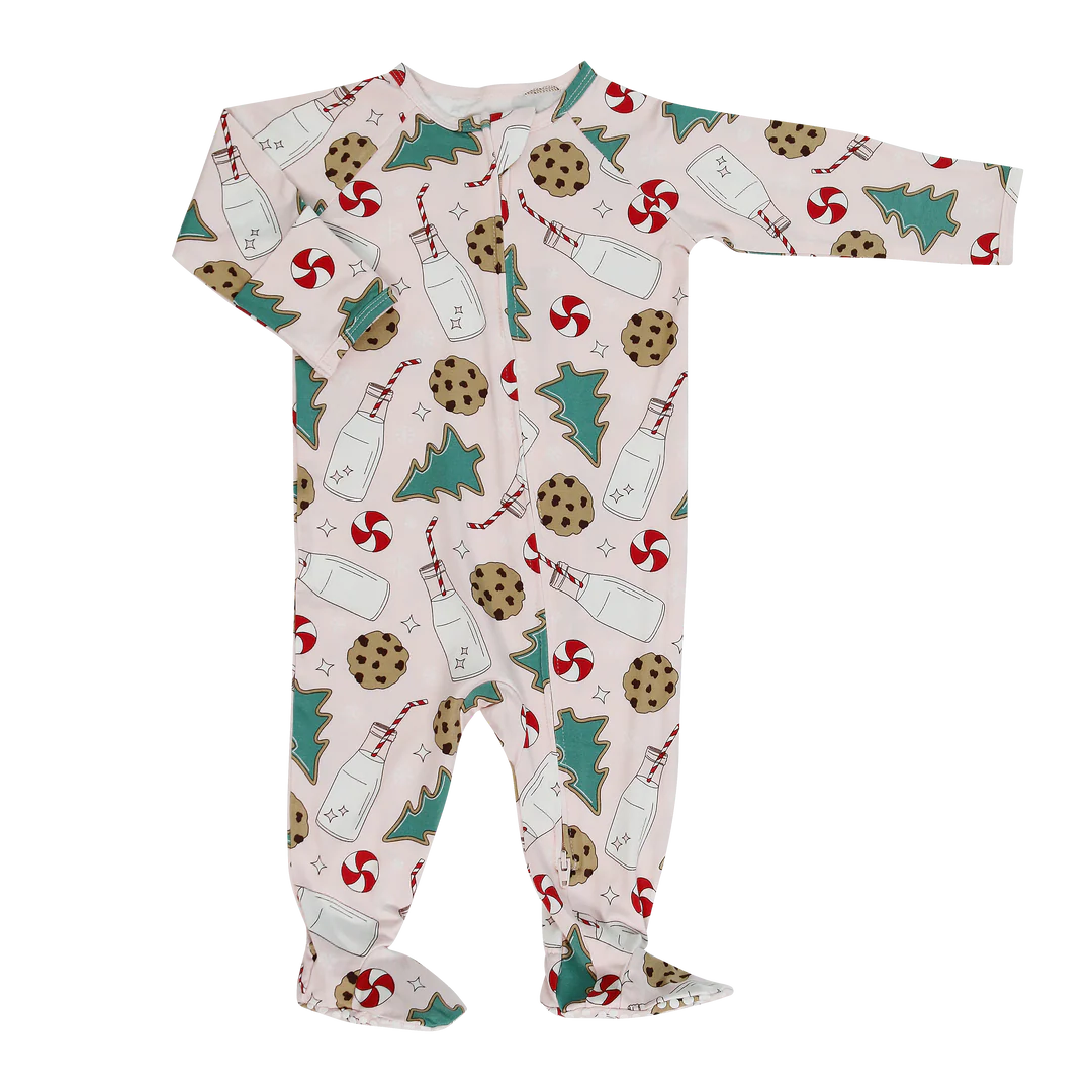 Sweet Bamboo Pink | Santa's Cookie Zipper Footie