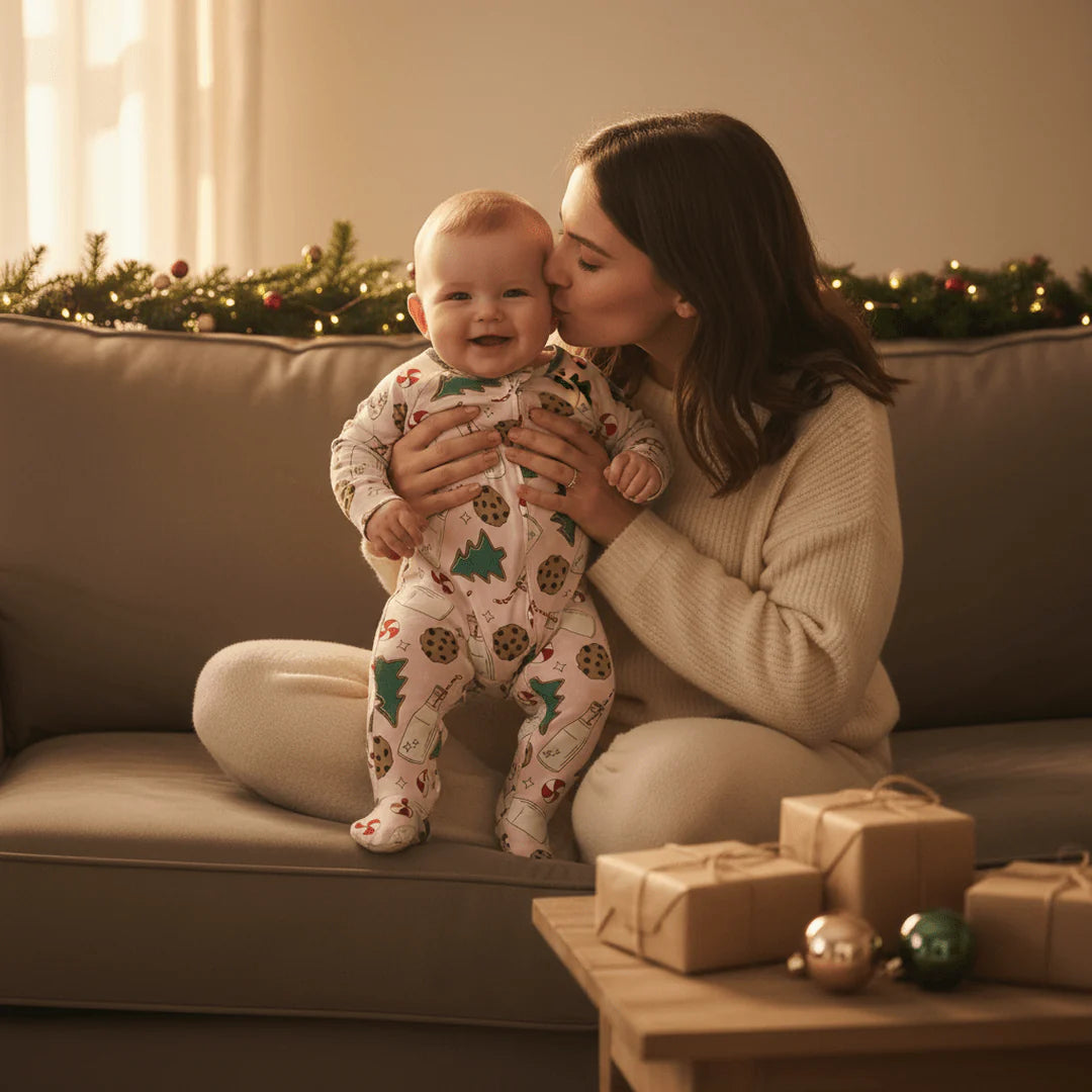 Sweet Bamboo Pink | Santa's Cookie Zipper Footie