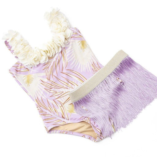 Shade Critters Purple | 1 Piece & Fringe Skirt Metallic Hula Set