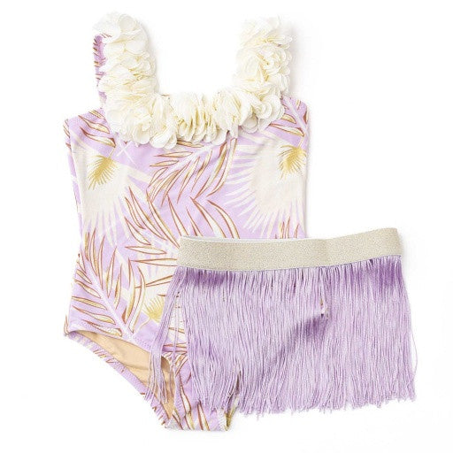 Shade Critters Purple | 1 Piece & Fringe Skirt Metallic Hula Set