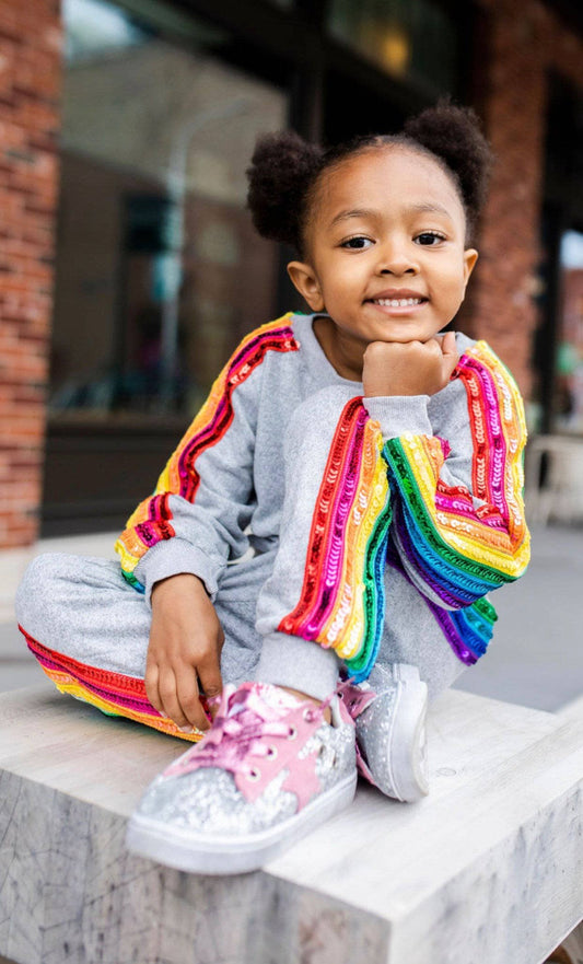 Lola & The Boys Sequin Rainbow | Tracksuit Set