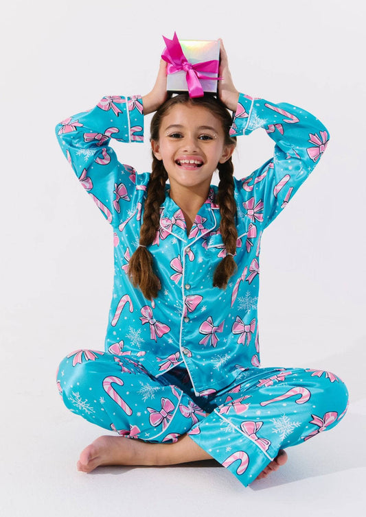Lola + The Boys Blue Multi | Candy Cane Silky Set