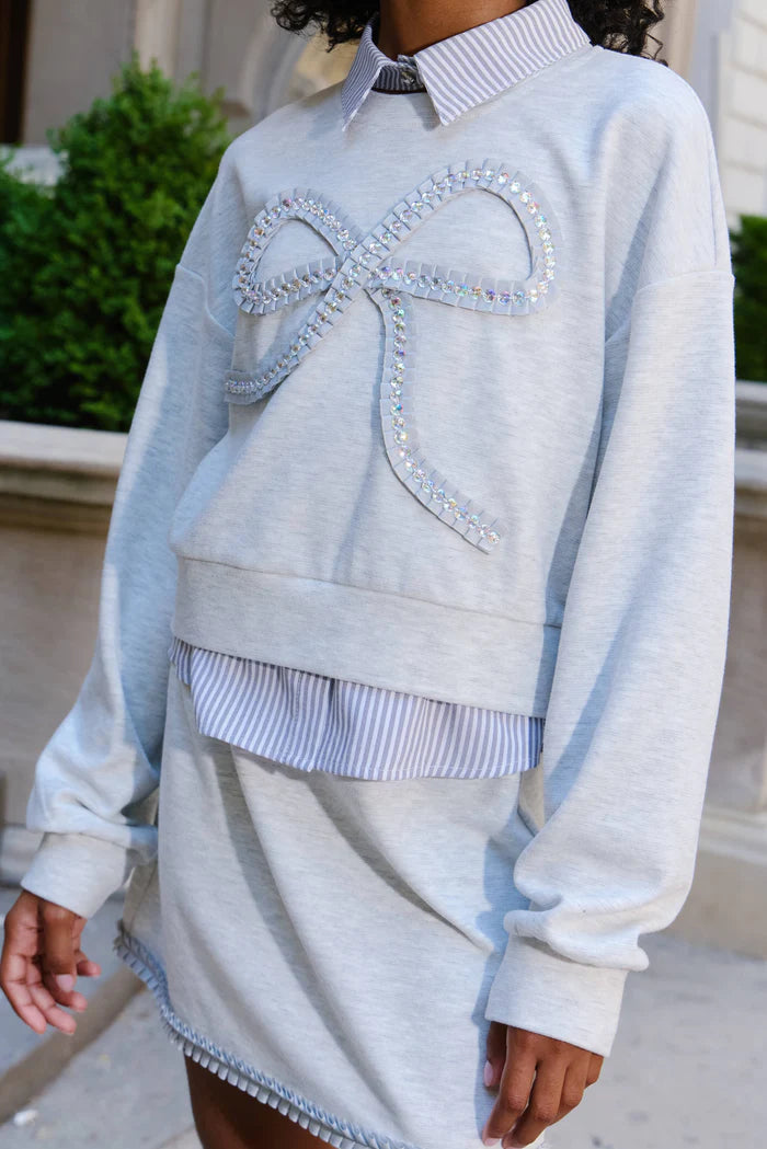 Lola + The Boys Soft Grey | Preppy Bow Set