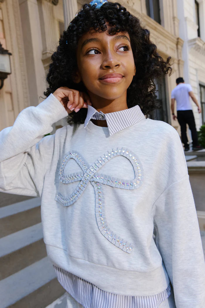 Lola + The Boys Soft Grey | Preppy Bow Set