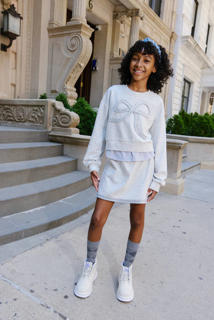 Lola + The Boys Soft Grey | Preppy Bow Set