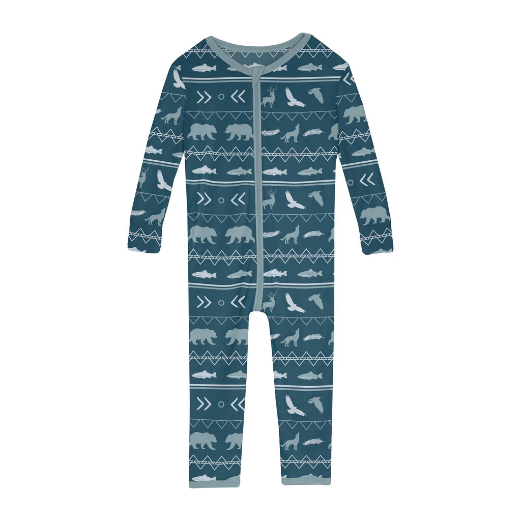 Kickee Peacock Native Tribal Lore | Print Convertible Sleeper With Zipper