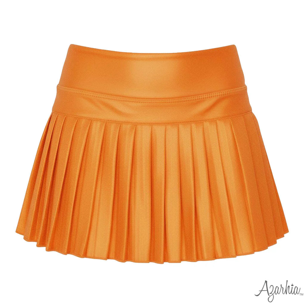 Azarhia Orange | Shimmer Mini Pleated Skort