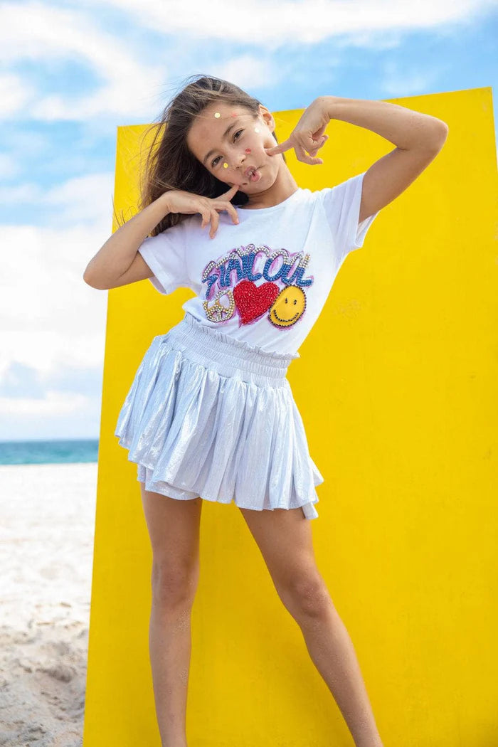 Lola + The Boys Silver | Metallic Skort