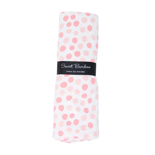 Sweet Bamboo Pink Polka Dot | Oversized Swaddle Blanket