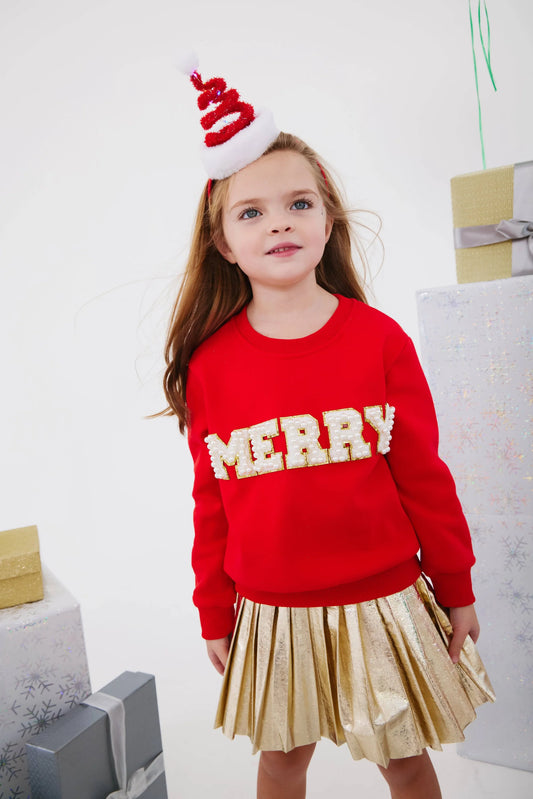 Lola & The Boys Red | Merry Pearl Sweatshirt