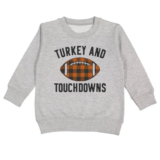 Sweet Wink Gray | Turkey & Touchdowns Thanksgiving Sweatshirt