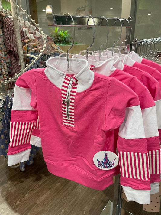 Azarhia Pink | Distressed Long Sleeve Sweatshirt
