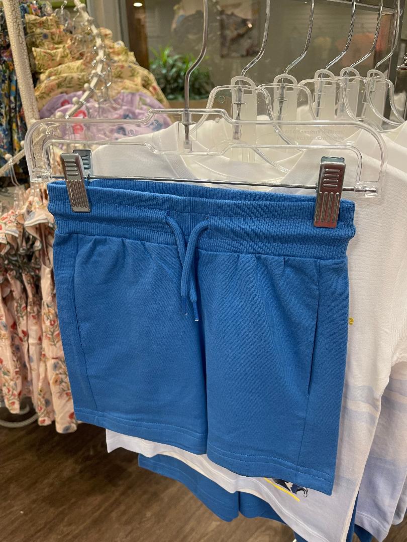 Mayoral Blue | Knit Shorts & Sharks Graphic T-Shirt Set
