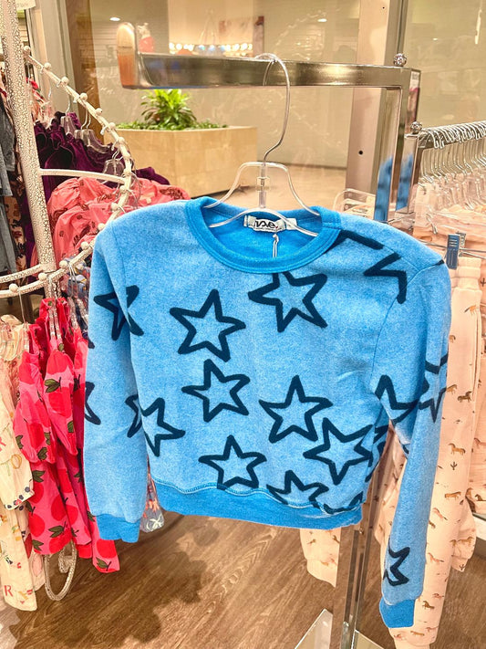 T2LOVE Blue Jewel | Long Sleeve Classic Crew Neck With Stars