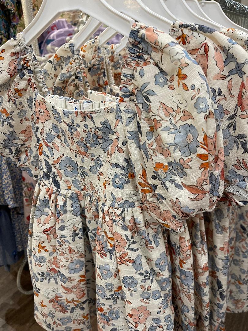 Mayoral Salmon | Puff Sleeve Floral Dress