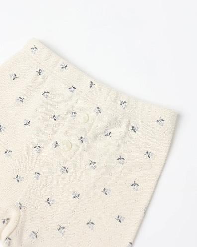 Quincy Mae Natural Blue Ditsy | Pointelle Long Sleeve Tee + Legging Set