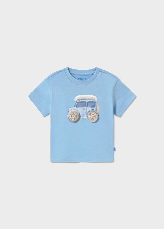 Mayoral Sky Blue | Applique Short Sleeve T-Shirt