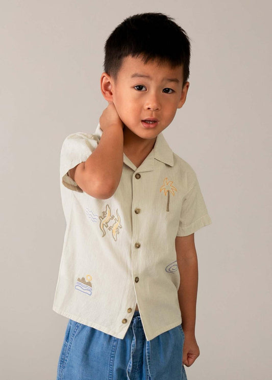 Mayoral Linen | Embroidered Short Sleeve Shirt