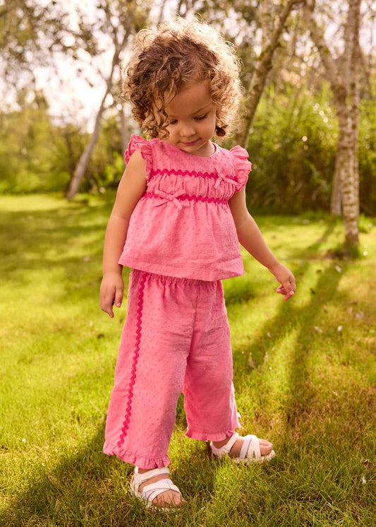 Mayoral Geranium | Ruffled Pants and Blouse 2-Piece Set