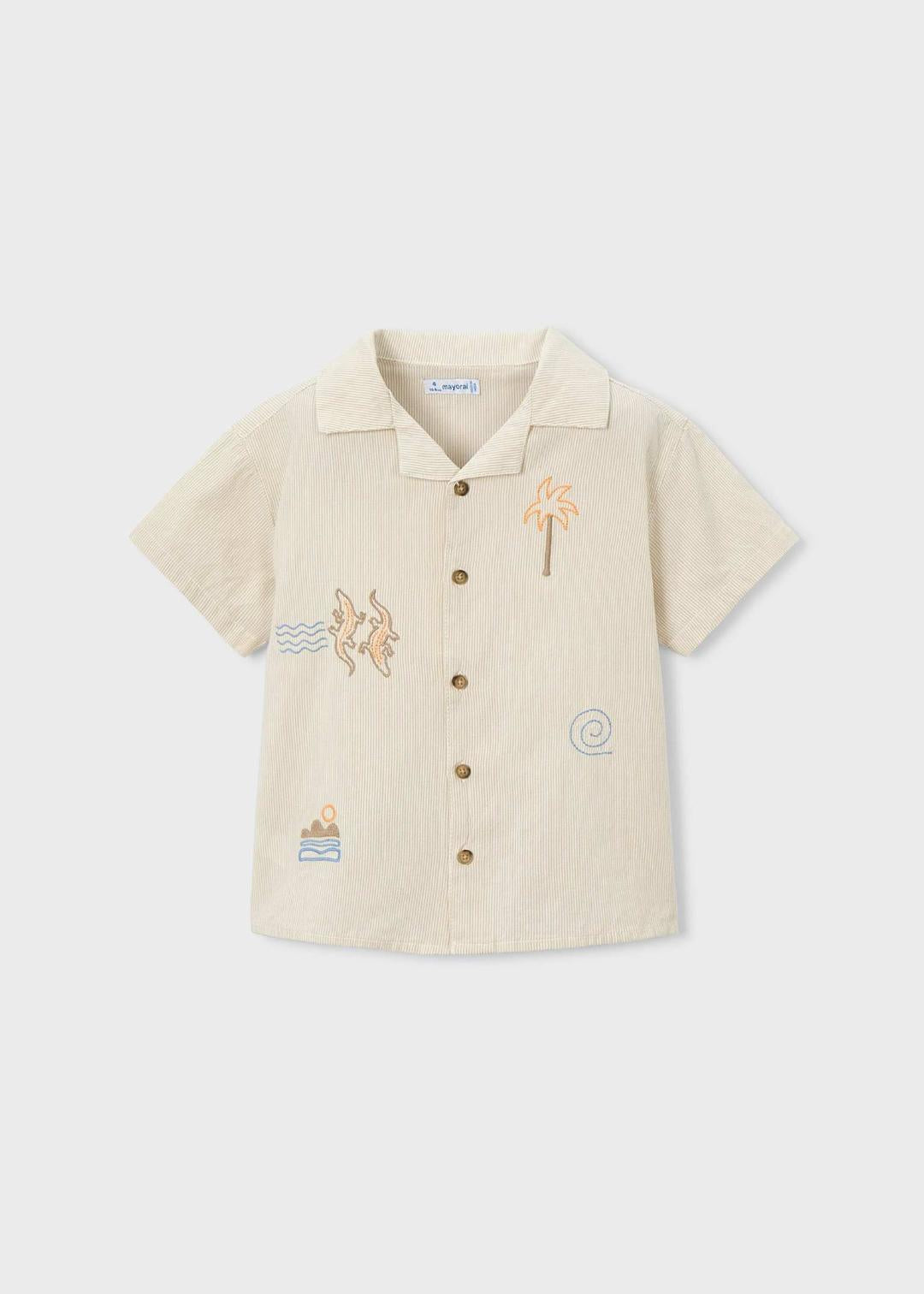 Mayoral Linen | Embroidered Short Sleeve Shirt