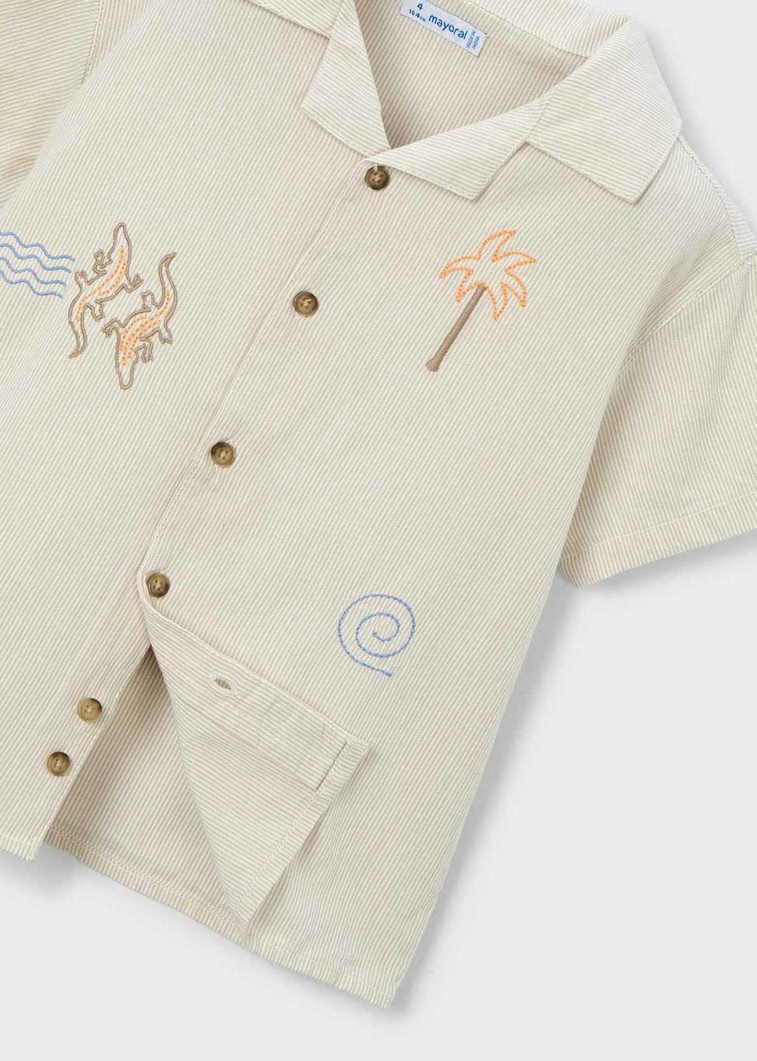 Mayoral Linen | Embroidered Short Sleeve Shirt