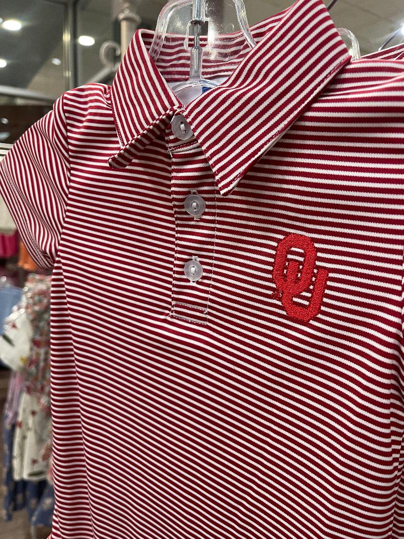 Vive La Fete OU Red | Embroidered Stripe Polo Bodysuit