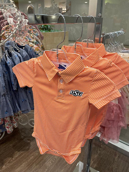 Vive La Fete OSU | Stripe Embroidered Polo Bodysuit