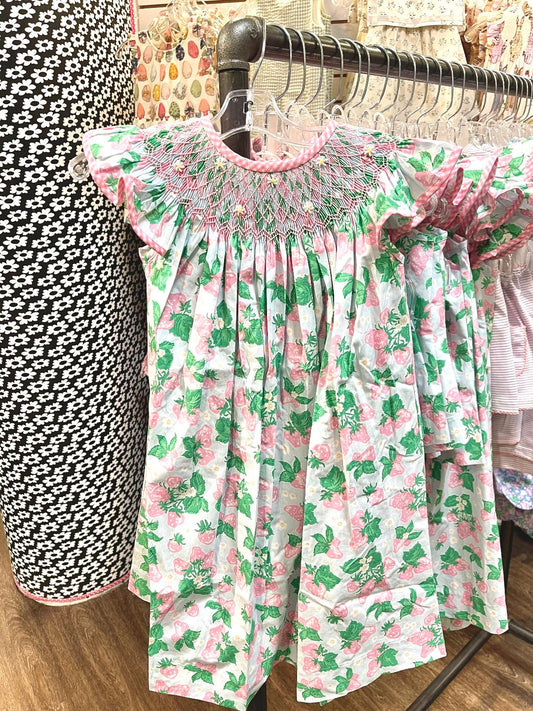 Whimsy Bay Strawberry Patch | Smocked Dress