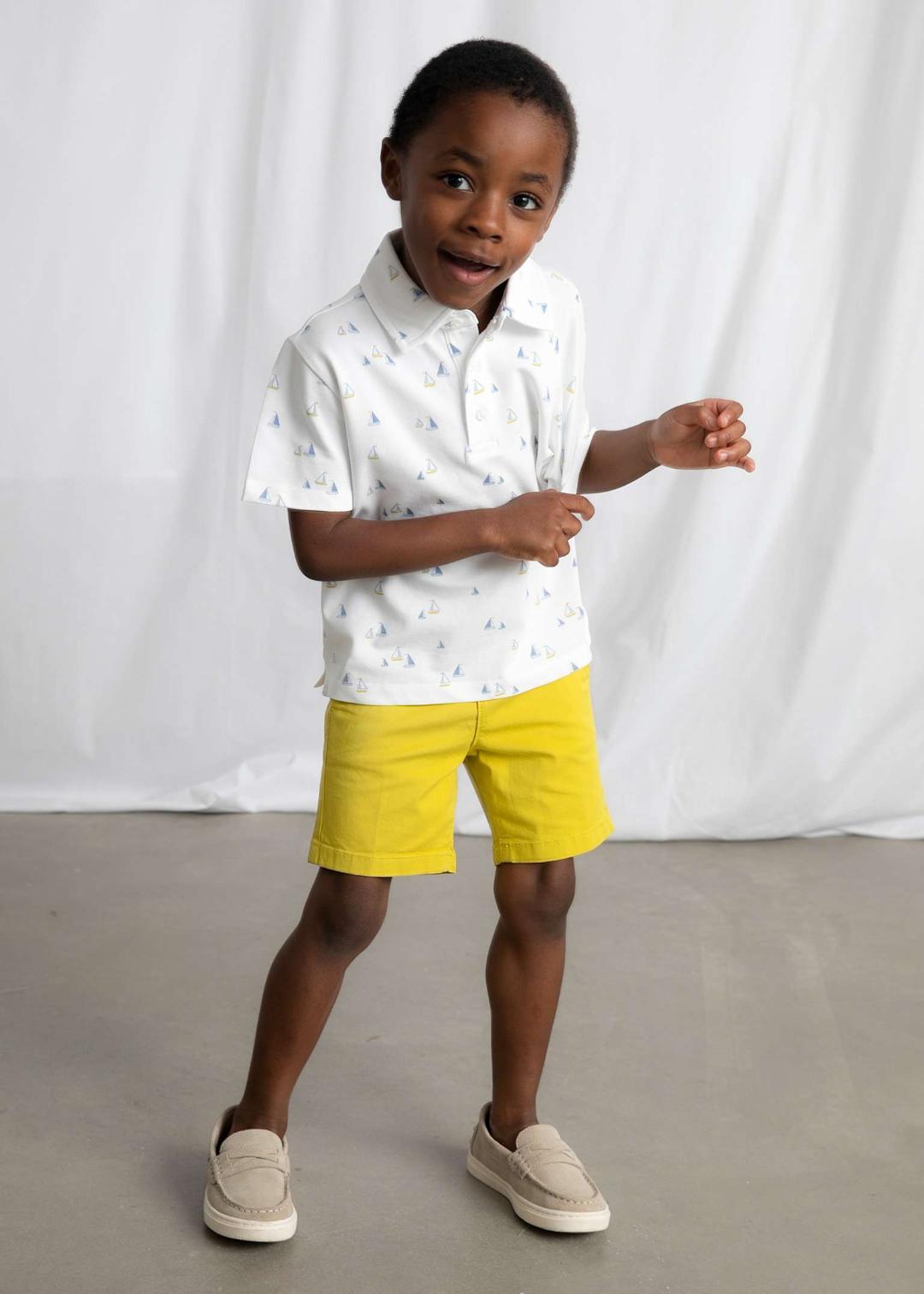 Mayoral Olive White | Printed Short Sleeve Polo