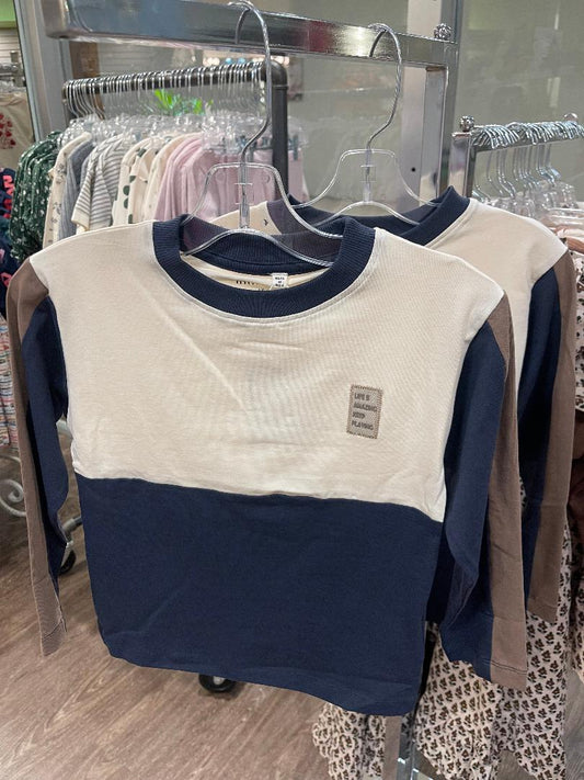 Minymo Parisian Night | Long Sleeve Colorblock T-Shirt